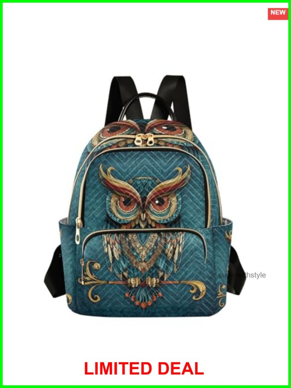 Owl Print Boho Ethnic Mini Backpack Purse Women Travel Daypack